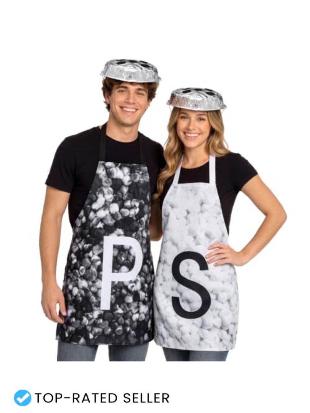 Salt Pepper Couple Halloween Costume Set Aprons Foil Hats Cosplay